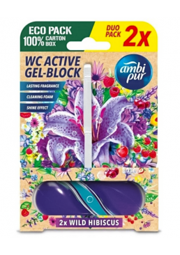 Гелевый подвесной блок для туалета Ambi Pur WC Active Gel-Block Дикий гибискус, 2х45 г